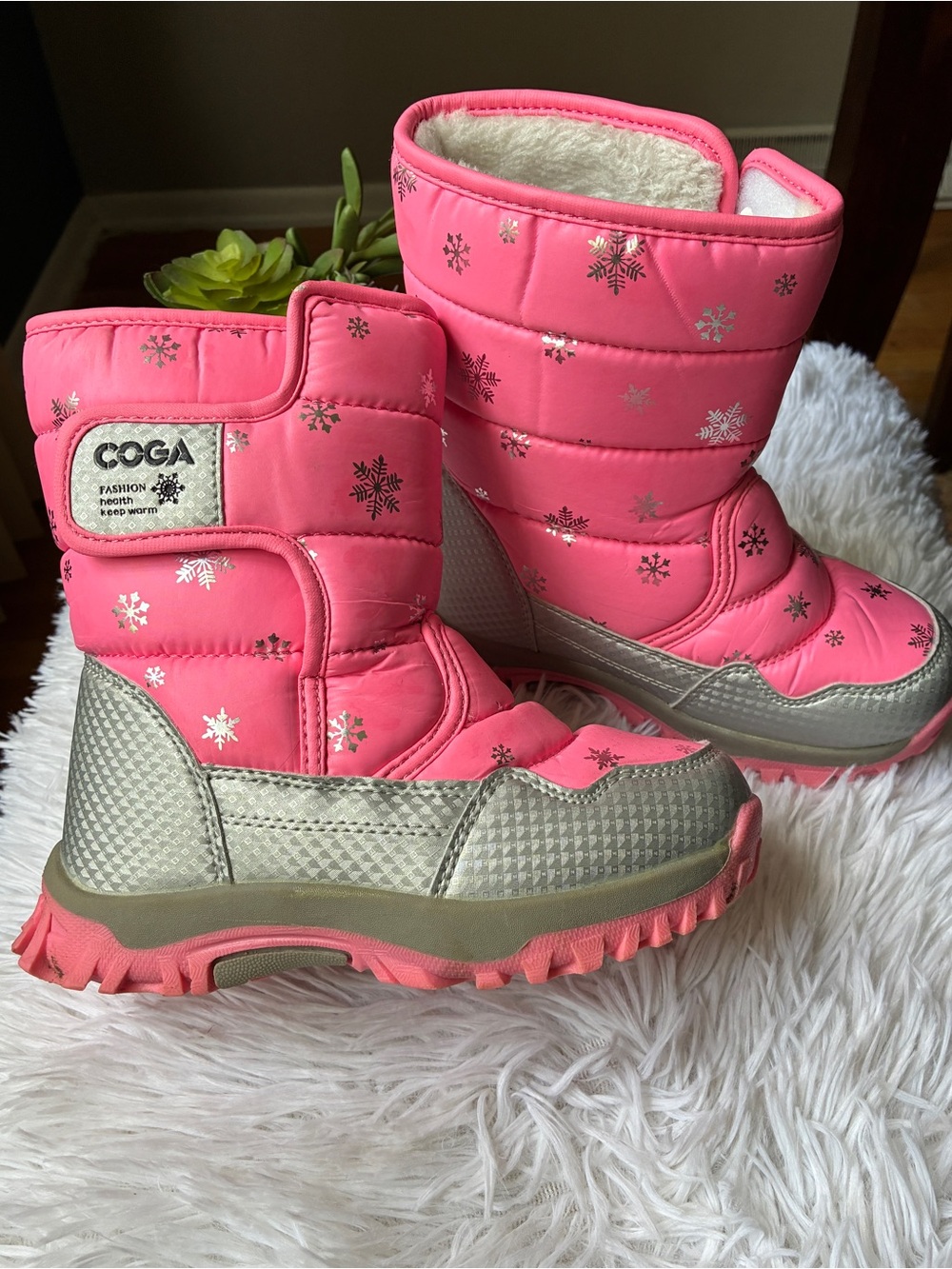 COGA Pink Snowflake Winter Boots